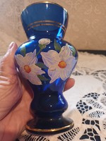 Old hand painted cobalt blue glass vase for sale!