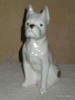 Gilded white boxer dog statue