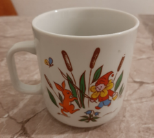 Retro Lubiana (Polish) elf, dwarf squirrel, bunny fishing fairy tale children's mug