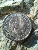 Germany paul von hindenburg (1847-1934) silver 5 imperial marks 1936 a