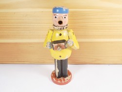 Retro old hand-painted wooden figure can be taken apart, smokes from the mouth