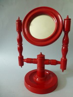 Antique shaving mirror, rare in red