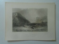 Za450.8 Ship, raft on the Austrian section of the Danube - sarbling and kirschan - 1842 w.Bartlett steel engraving