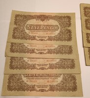 UNC sorszámkövető 4db 100 Pengő A Vöröshadsereg Parancsnoksága (1944) RITKASÁG!