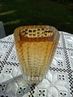 Kurt wokan designed ingrid glasshütte amber block vase from 1970