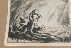 István Szőnyi: thirsty people 1923, etching, graphic