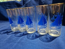 Vintage retro Balaton souvenir glass, sailing glass, tube glass