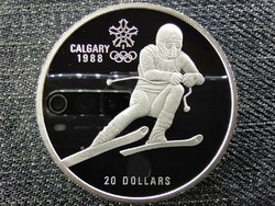 Canada Winter Olympics Calgary Alpine Ski .925 Silver $ 20 1985 pp (id46491)