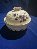 Rózsás bonbonier, kináló,  porcelán doboz  V A S Hungary
