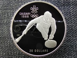 Kanada Téli olimpia Calgary curling .925 ezüst 20 Dollár 1987 PP (id46487)