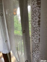 Lace curtains with a flower motif, 2 pieces for sale