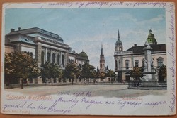 Cegléd, Kossuth - tér, Üdvözlet Sebők B., Czegléd, 1902. Hosszú címzés. Postán futott.