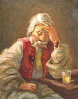 Piper, winemaker - oil painting with the sign of the Great Plains - portrait of a peasant uncle