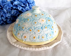 Full flower faience cheese or butter dish
