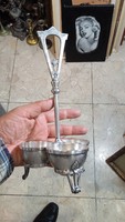 Thick silver-plated salt and pepper holder, Art Nouveau, 20 cm high