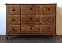 1M609 antique three-drawer inlaid chest of drawers from around 1770-1800 collection piece