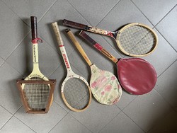 5 db régi retro fa teniszütő