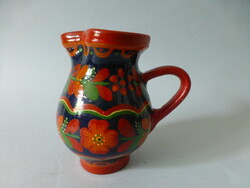 Antique poppy pattern glazed ceramic bottle
