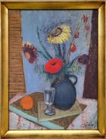 Margit Szilvásy (1898 - 1977) still life with book c. Gallery painting with original guarantee!
