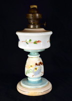 XIX. No. Vege antique painted milk glass kerosene lamp