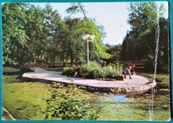 Miskolctapolca park, tópart, használt képeslap, 1977