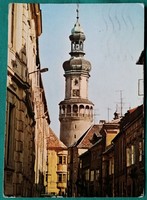 Sopron részlet, Tűztorony, használt képeslap, 1976