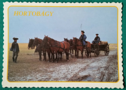 Hortobágy, hortobágyi csikósok, postatiszta képeslap, 1990