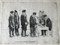 Kálmán Csohány - socialist reorganization of agriculture - etching