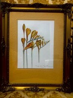 Freesia, oil 30x40 cm in blonde frame