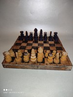 Fa  faragott sakk készlet hadifogoly munka