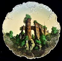 Around 1900, a neo-rococo faience wall decoration bowl with a view of the Villeroy & Boch castle