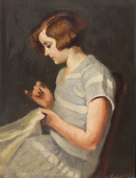 Béla Czene: sewing girl