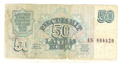50 rubel rublu 1992 Lettország 1.