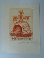 D195869 ex libris - piroska large etching-1980 laszló lazár 1935-2019 sign
