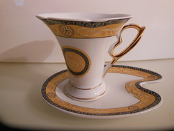 Coffee set - new - flower-shaped - cup - 10 x 9 cm - 2.5 dl - saucer - 16 x 12 cm - gold-plated