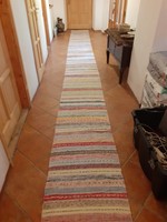 Homemade long rag rug with a dense weave, 7.2 m