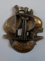 József Kótai (1940-) goldsmith, medal artist sailing ship marked retro bronze wall picture