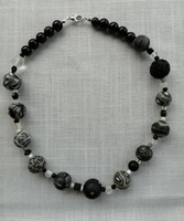 Elegant black gray laced women's necklace