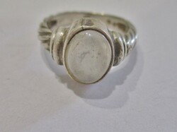 Nice small old handmade silver ring with moonstone