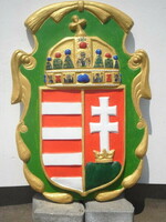 Painted large Hungarian coat of arms made of artificial stone