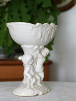 Biscuit porcelain bowl, vase with angels