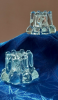 Mid Century Rems France Glass kristály gyertyatartók, 2 db-os, jelzett, 1960 körül