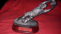 Retro soccer football relic throwing goalkeeper statue award Orient Cup Szentes 2003. According to the pictures