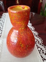 Marked orange applied art lake head ceramic vase - 16 cm high