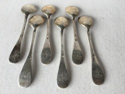 6 monogrammed silver ice cream spoons - marked