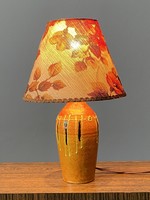 Orange retro ceramic lamp base with floral shade