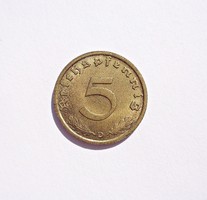 Német 5 Reichspfennig 1938 D