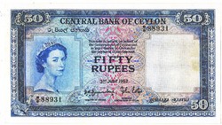 Ceylon 50 ceyloni rúpia 1952 REPLIKA