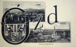 Ózd - art nouveau photo montage postcard / panorama / the new smelter and Martin works 191?