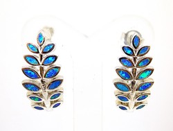 Silver opal stone leaf earrings (zal-ag112370)